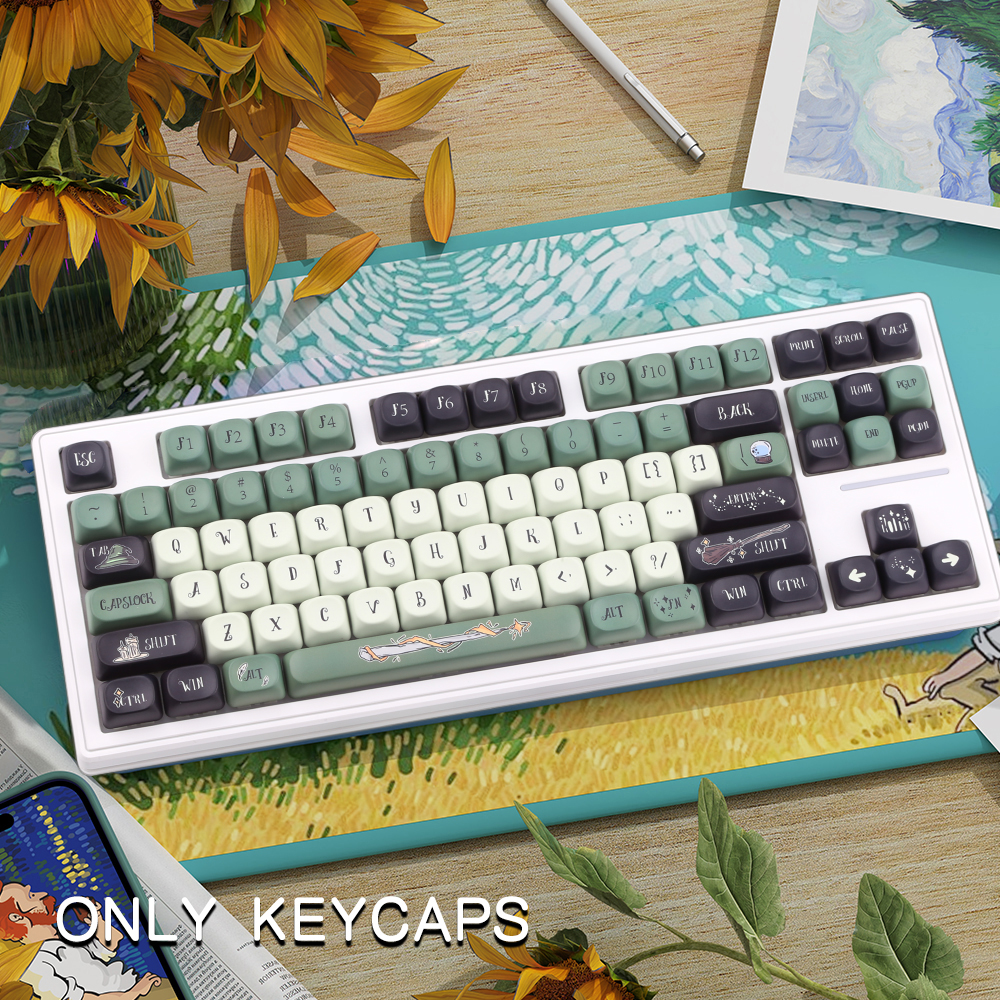 NEUE PBT-Tastenkappen, Magier-Themen-Tastenkappen, 5-seitige Sublimations-MOA-Tastenkappen für mechanische Tastaturen von Gateron Kirsche MX Schalter