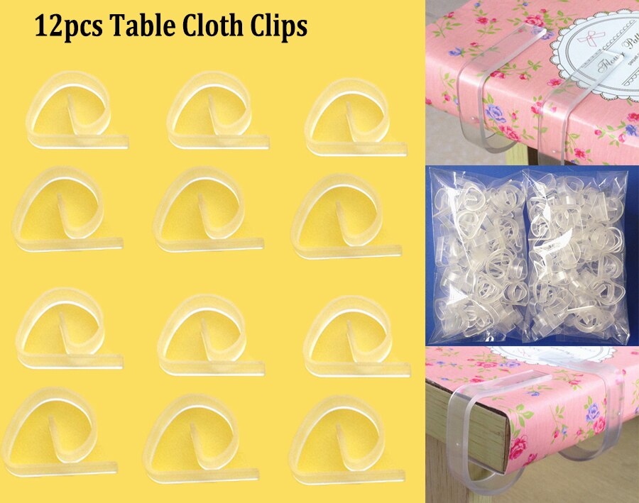 12 Pièces/ensemble Transparente Nappe Clip Tables Pique-Nique Mariage Clips Fournitures Pinces Tissu Pique-Nique Support Fête Bal Utile