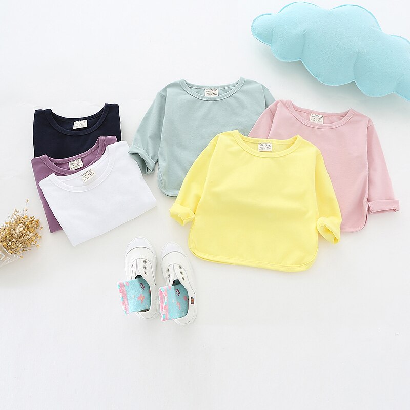 Baby Meisje T-shirt 0-2 Jaar Herfst Mode Baby meisjes kleding katoenen materiaal o-hals met boog baby t-shirt Katoen