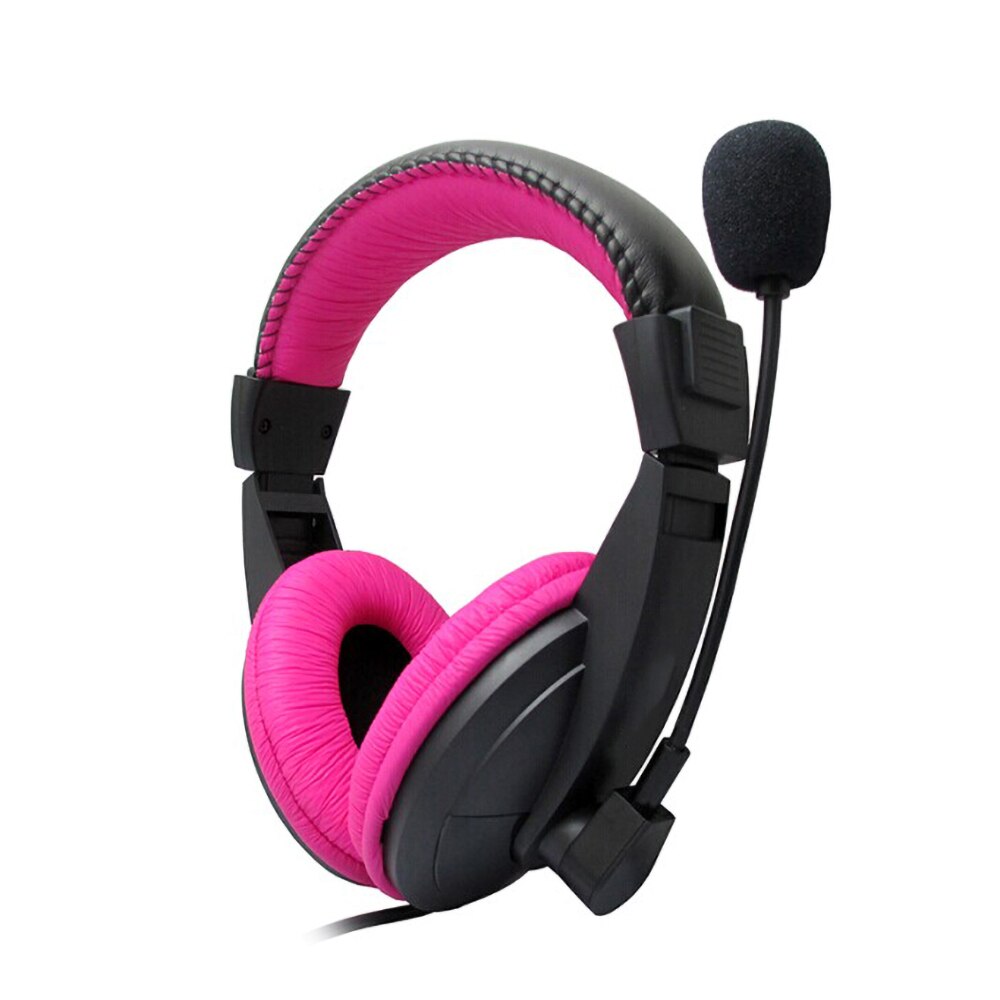 Kebidu Wired Hoofdtelefoon Met Microfoon Verstelbare Over Ear Gaming Headsets Koptelefoon Lage Bass Stereo Voor Pc: Pink