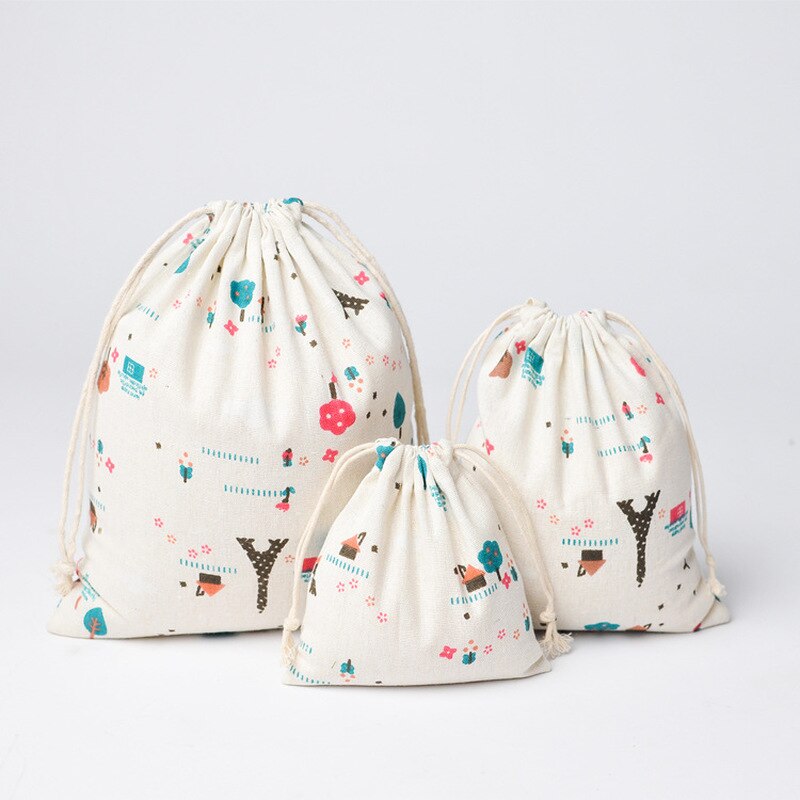 ETya réutilisable Eco coton cordon sac à provisions impression de fleurs femmes hommes voyage Shopper épicerie fourre-tout sacs de rangement pochette