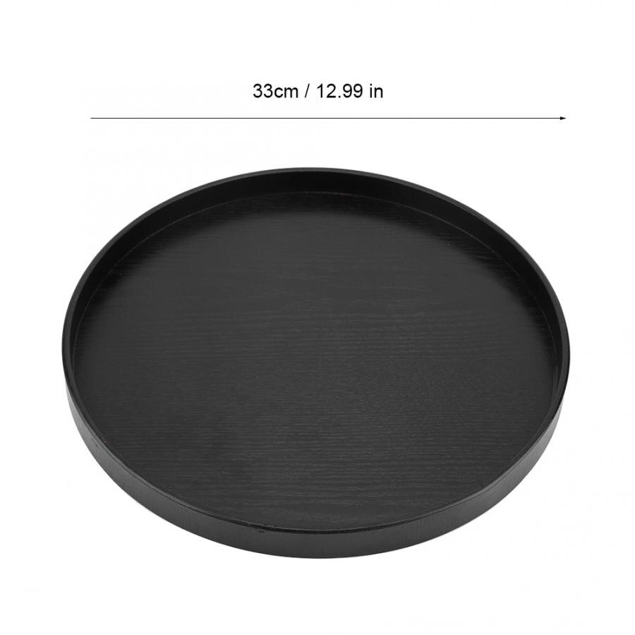 Black Round Tray Natural Wooden Tea Tray Plate Snacks Cake Dessert for Hotel Home Serving Tray Great for serving tea coffee: Default Title