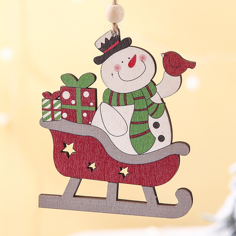 Eventyrprodukter julepynt træ santa slæde snemand hjorte juletræsmalet vedhæng: Snemand