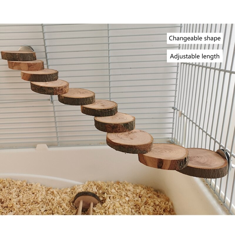 Hamster Ladder Houten Blokken Chew Speelgoed Voor Cavia Egel Muis Suiker Zweefvliegtuig Eekhoorn Chipmunk Klimmen 10 Trappen