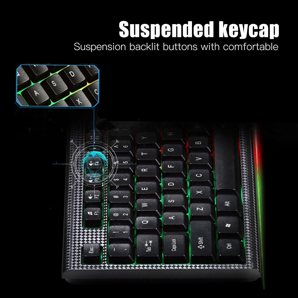Wired Keyboard and Mouse Combo RGB Backlight Gaming Game USB Wired PC Gamer Keyboard Mouse Mice Set Black /White
