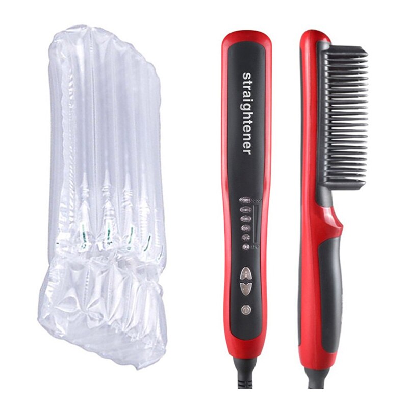 Multifuncional pente de cabelo quente homem barba alisador escova elétrica cerâmica rápido calor curling endireitar pente em linha reta styler: No BOX / EU