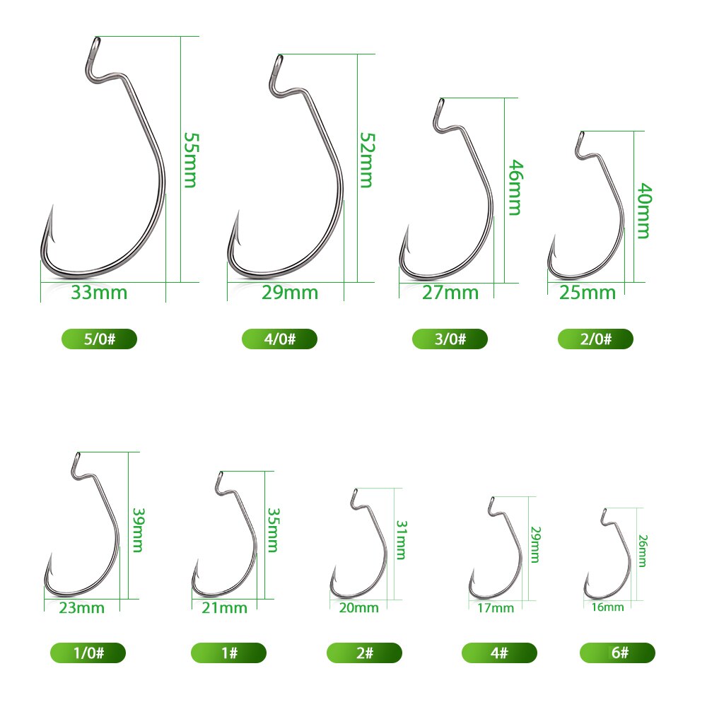 DNDYUJU-anzuelos de pesca de mar 6 #-5/0 #, accesorios aparejos, señuelo de pesca suave, 50 Uds.