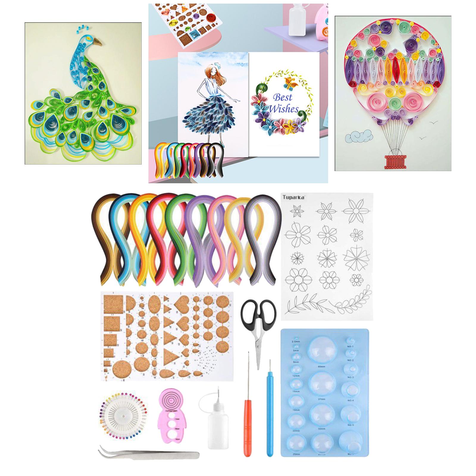 Pappersremsor quillingverktygssats 10 verktyg 900 färgglada remsor för scrapbooking dekor jul nybörjare gör-det-själv-pyssel hantverk