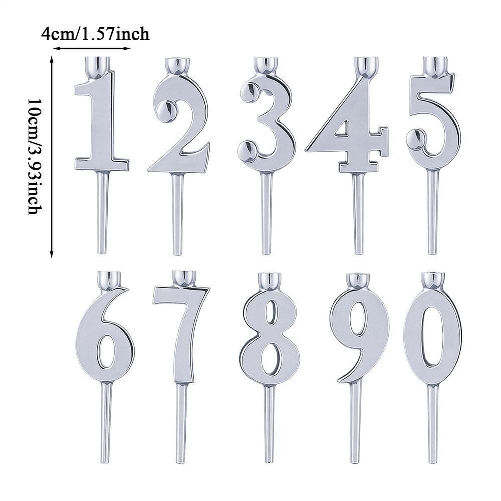 Number Birthday Candle Holders for Cake 10 Pieces Birthday Party Supplies Cake Toppers for Party Planners Home Bakers: WHITE