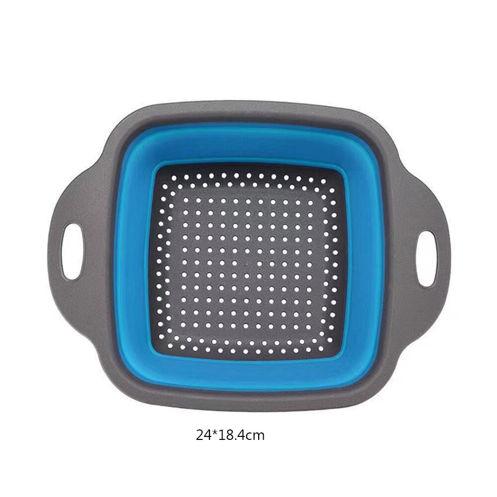 Silicone Folding Drain Basket Fruit Vegetable Washing Basket Foldable Strainer Colander Collapsible Drainer Kitchen Storage Tool