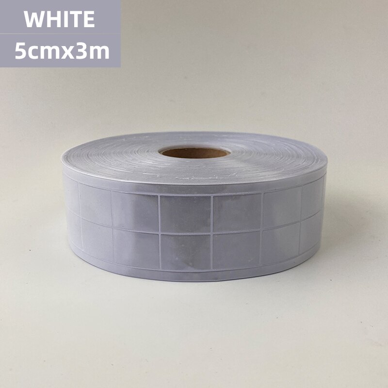 Banda de celosía reflectante para ropa, señal de advertencia de seguridad, cinta reflectante de costura, material reflectante para uso en tráfico, 5cm x 3m: 5cmX3m white