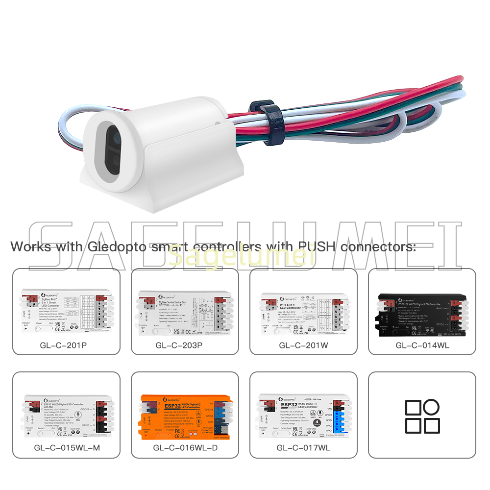 WLED LED Controller GL-C-016WL-D DC 5-24V GLEDOPTO ESP32 Supported WS2811, SK6812, SM16703P, WS2812 Strip Light