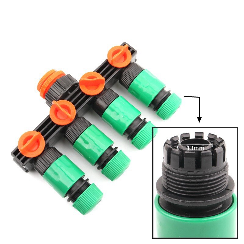 1 Set 4-Way Shunt Water Diverter 1/2" 3/4" 1" Thread Quick Connector Drip Garden Irrigation 4/7 8/11 12mm Hose Fitting: Valve-12l16mm