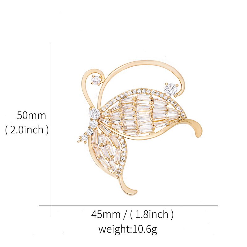 WEIMANJINGDIAN Shiny Zircon Crystal Butterfly Brooch Pin