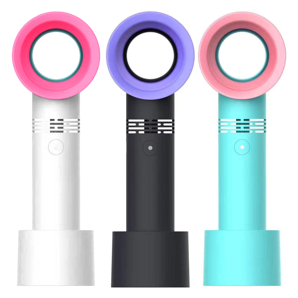 Handheld Bladeless Fan USB Rechargeable 3 Gears Adjustable Cooling Fan No Leaf Handy Cooling Fan Air Cooler Fans For Outdoor