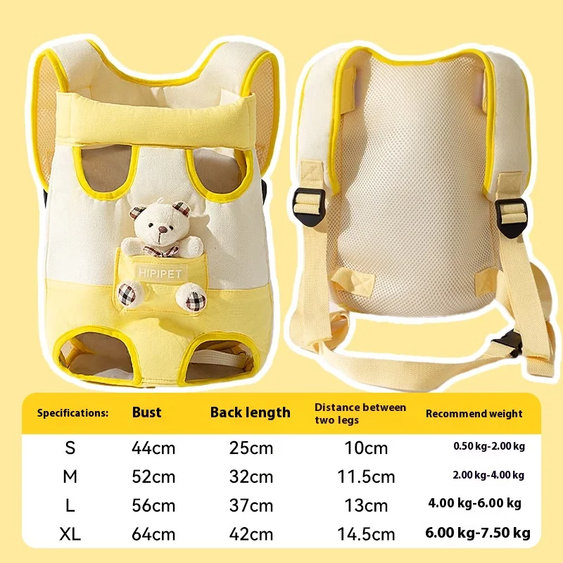 Karikatur Niedlichen Bären Hund Brust Tasche Katze Tasche Ausgehen Tragetasche Hund Rucksack Frühling/sommer Kleine Hund Haustier liefert: S / Weiß