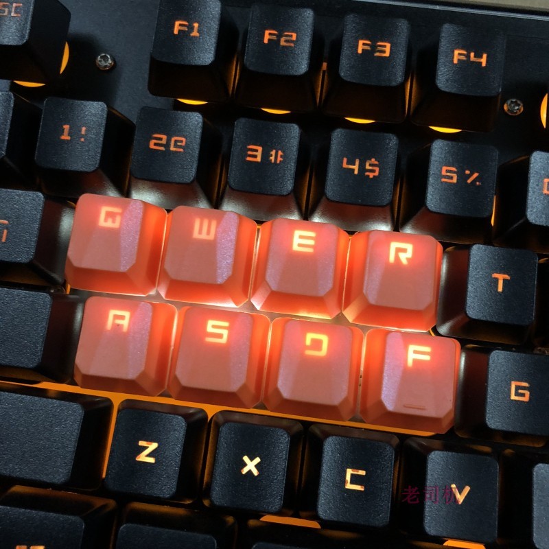 8 keys/set ABS QWERASDF key caps mechanical keyboard anti-skid backlit keycaps with free key cap puller