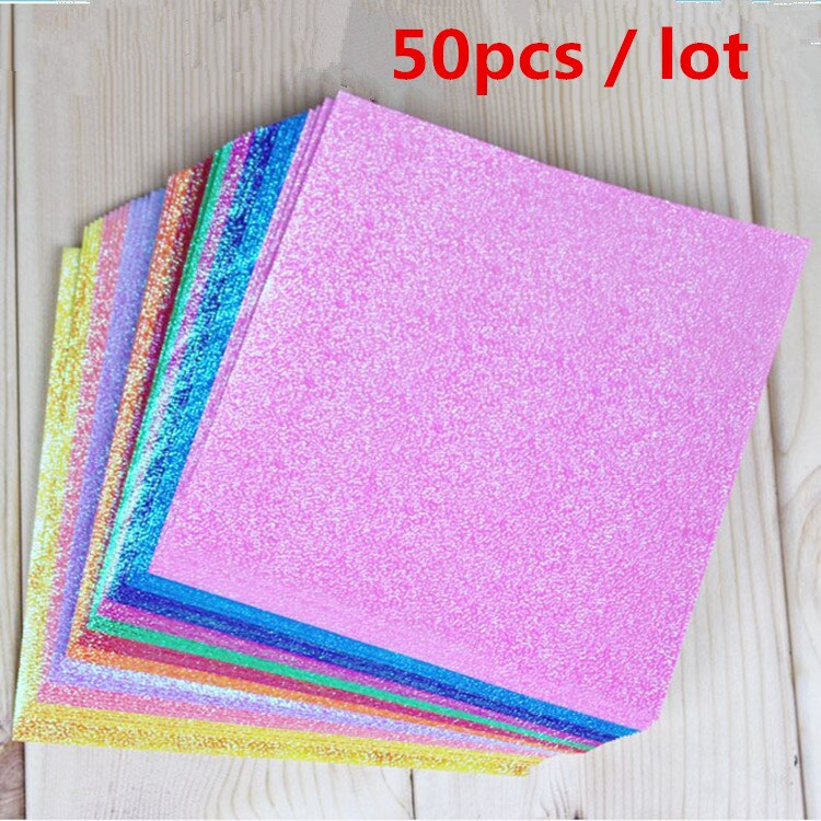 25pcs/lot 15x15cm Square shiny craft paper 10 colors pearl paper cranes origami child handmade kid DIY