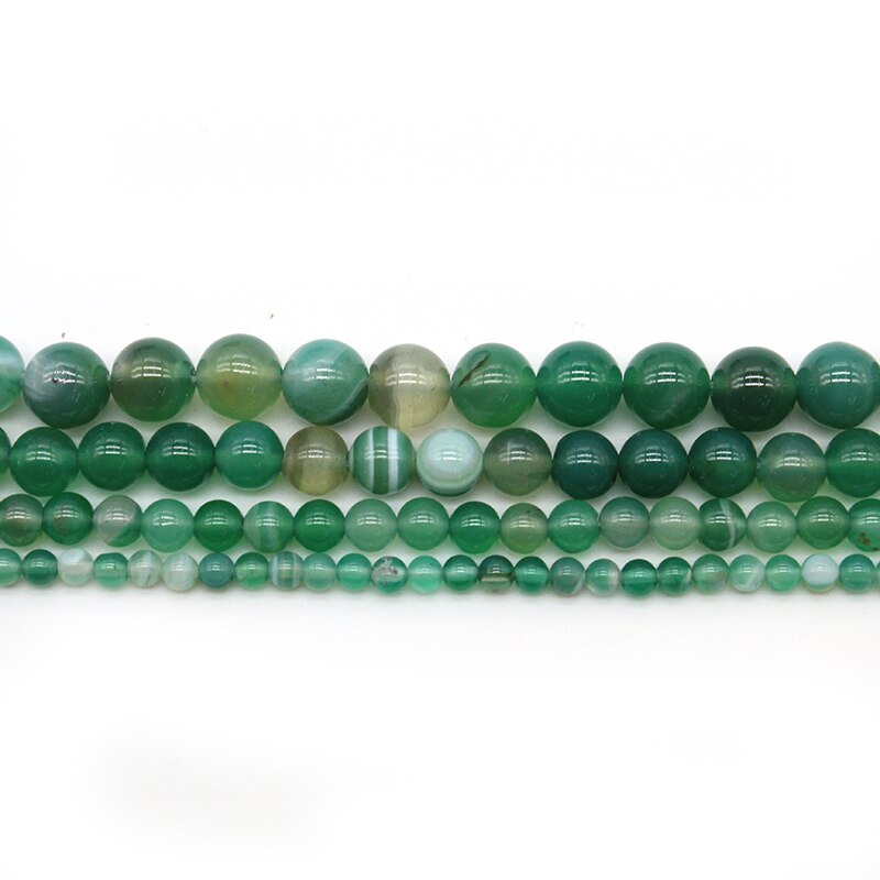 Natuursteen Groene Strepen Agaat Kralen Voor Sieraden Maken Diy Armband Ketting 4/6/8/10/12/14Mm Strand 15&#39;