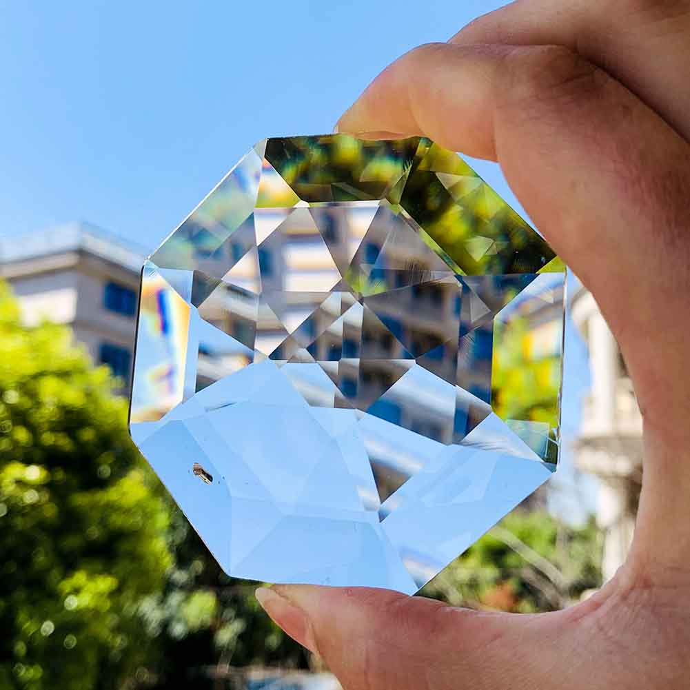 75mm suncatcher ottekantet disk facetteret glas kunst krystal prisme lysekrone 1 hul diy vedhæng hængende ornament lampe dele