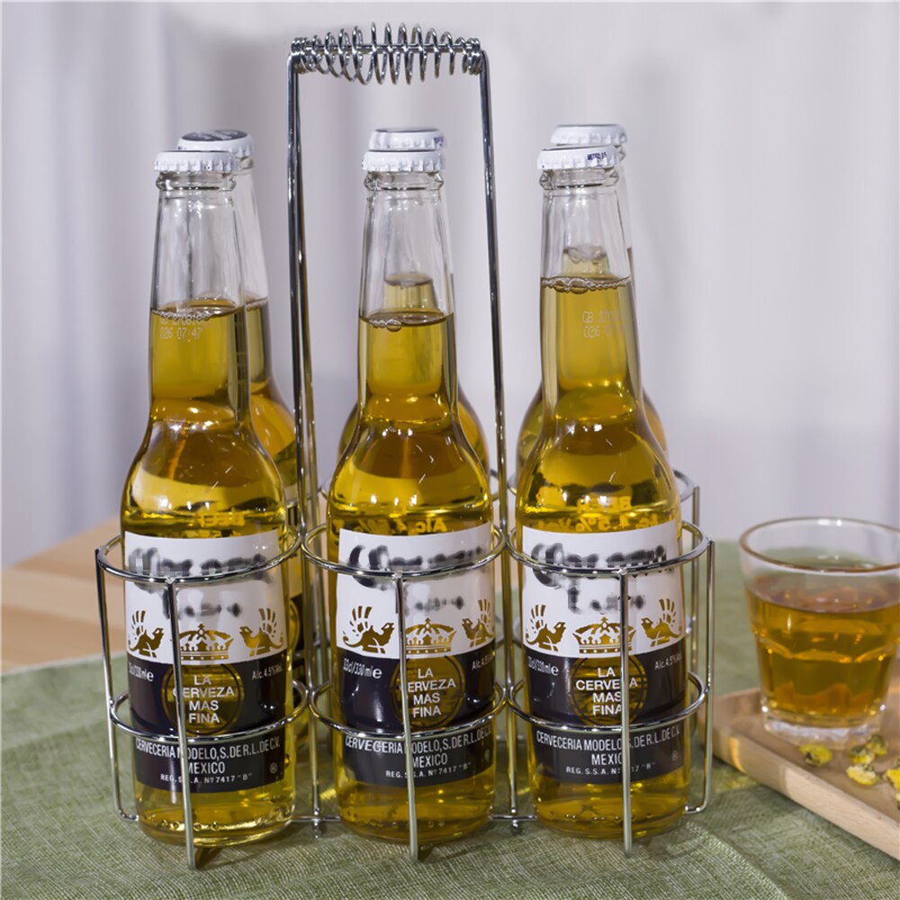 6 Beer Bottle Holder Party Beer Can Basket Rack Wine Caddy Stand for BBQ Hotel Bar Wine Beer Bottles