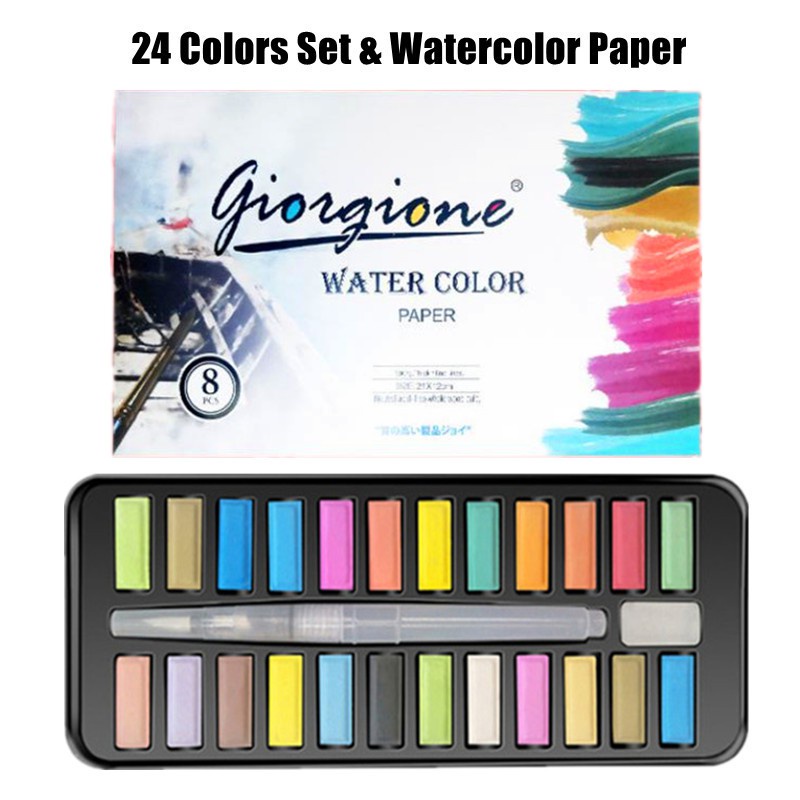 Kit Pintura De Aquarela Com Pincel, Papel De Aquarela, 24/36 Cores Profissional kit De Aquarela, Pigmento: Rosa