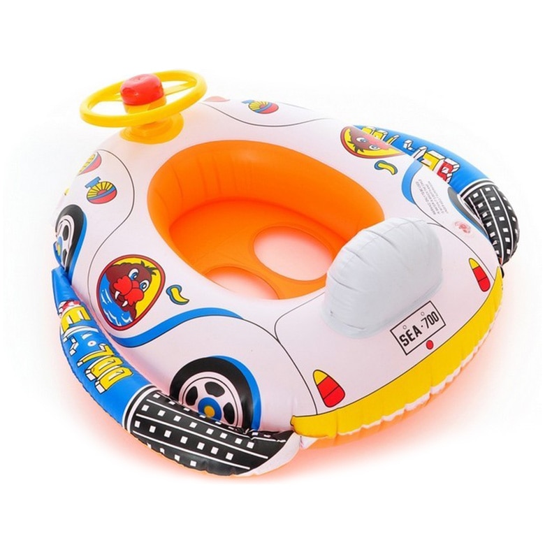 Cute Baby Inflatable Swimming Pool Ring Seat Floating Car Shape Boat Aid Trainer with Wheel Horn Suit FDX99