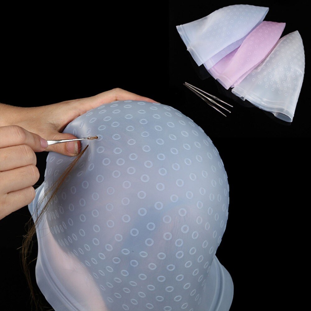 Koloryzująca włosy czapka hak Szczotka kolorowanie podkreślanie profesjonalny wielokrotnego użytku silikonowy barwnik kapelusz kolor włosów podkreślanie czapka fryzjerska