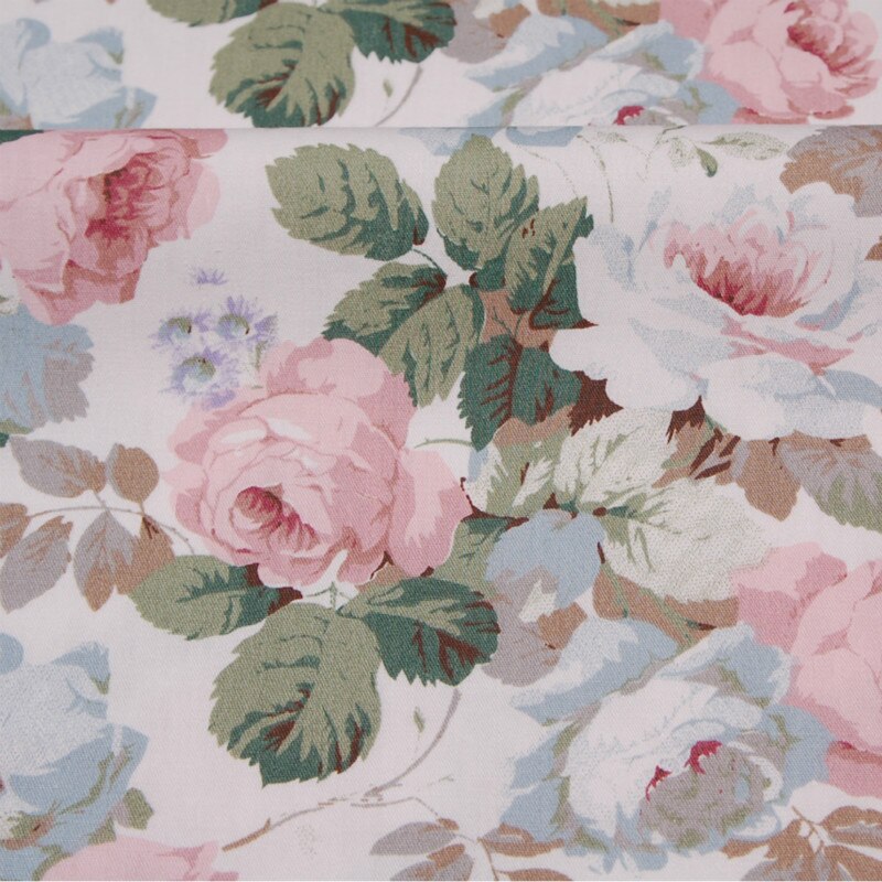 Retro bloemenkatoenen stof, geweven katoenen patchworkstof voor doe-het-zelf naaien, gewatteerde kinderkleding, ademende dunne katoenen stof