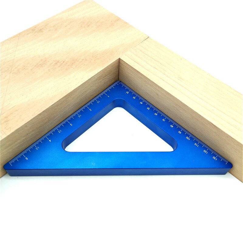 45 Degree Aluminum Alloy Angle Ruler Inch Metric Triangle Ruler Carpenter&#39;s Workshop Woodworking Square Measuring Tools