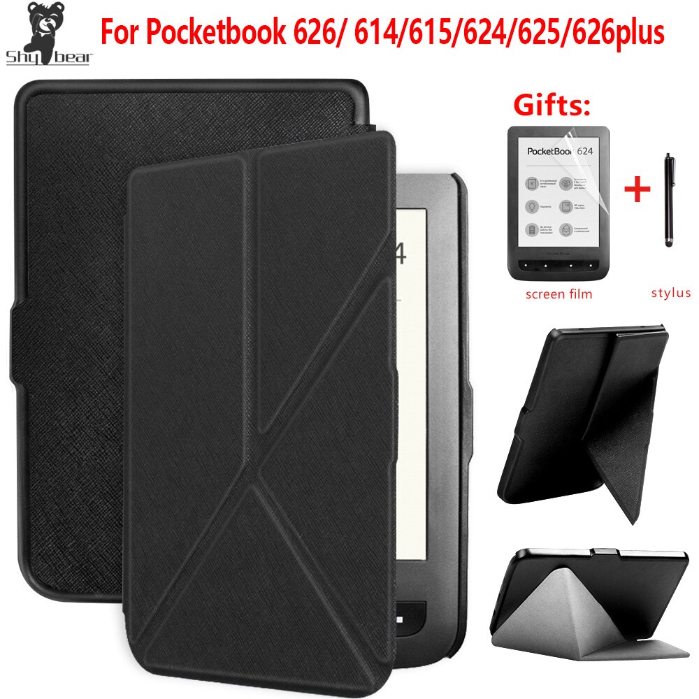 PU Origami Stand Cover for Pocketbook touch lux 626/624/615/625/626 plus Protective e-reader Case Skill funda capa