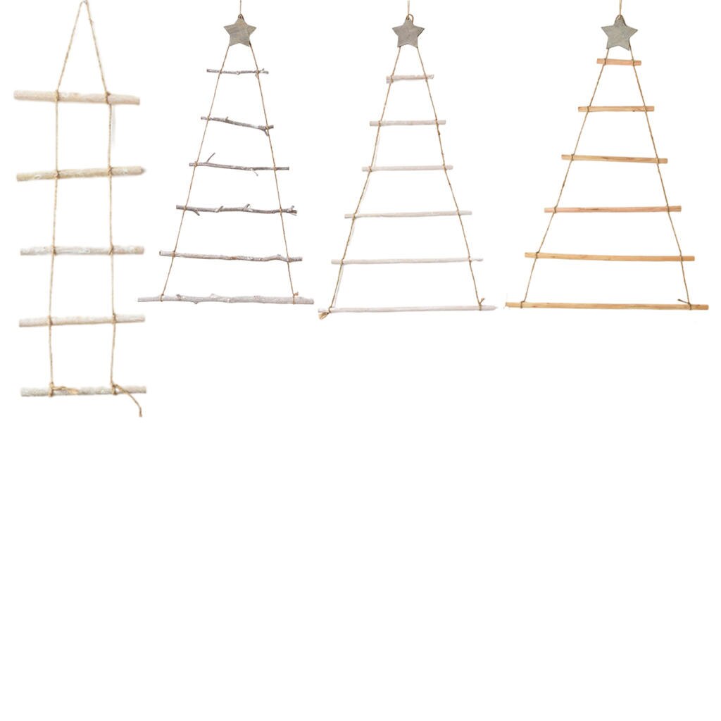 Christmas Tree Wall Hanging Crafts Branch Ladder Shabby Chic DIY Nordic Style for Festival Party Decor Ornament