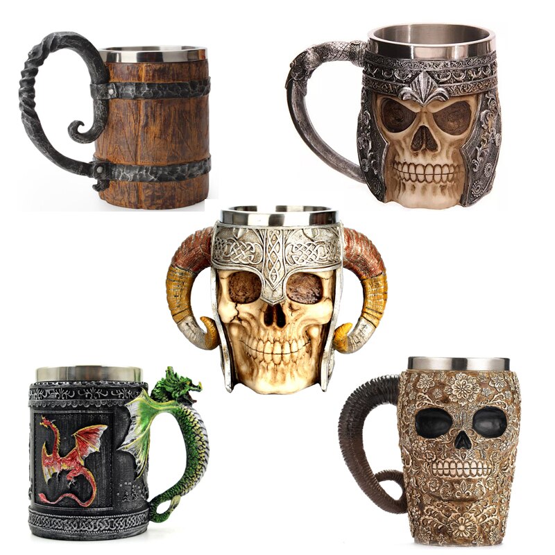 Retro Beer Cup Skull Mug Espresso Coffee Cup Set Handmade Beer Mug Tea Glass Whiskey Glass Cups Drinkware