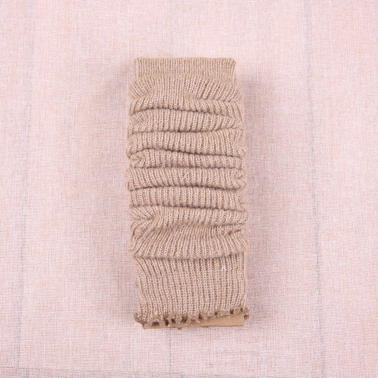 Studenten beenwarmers lange sokken dames pure kleur laars manchetten kousen meisjes winter wollen gebreide sokken dames: Khaki