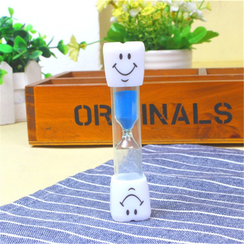 Children Kids Sandglass Toys Tooth Brushing Timer 3 Minutes Smiling Face Sandglass Hourglass Timer Toy Chronograph reminder toys: blue