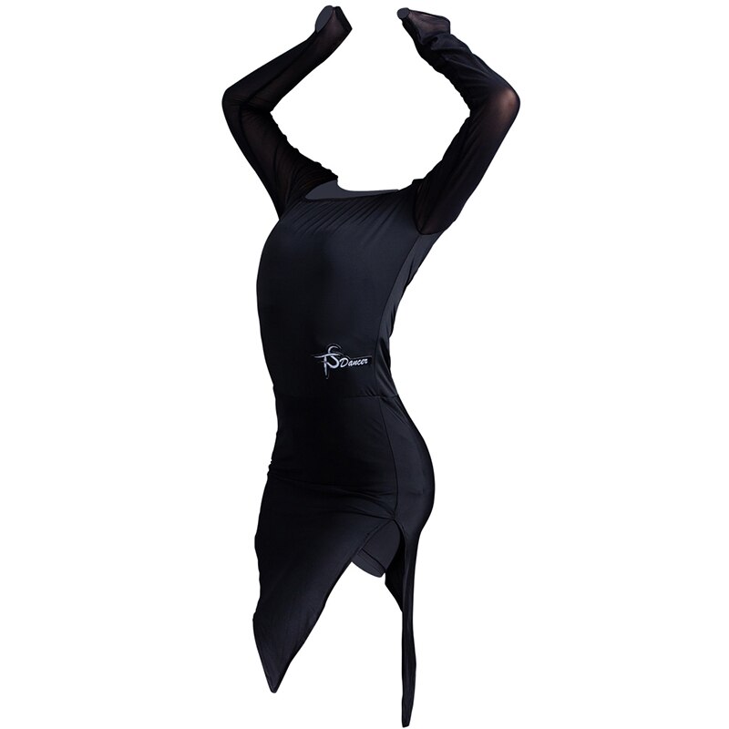 Robe de danse latine enfants irrégulière noir pratique robes Tango Salsa Rumba Cha Cha Samba danse scène vêtements DN6411