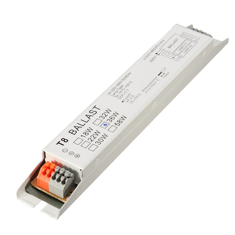 Balastro T8 para lámparas fluorescentes, dispositivo electrónico de amplio voltaje 220 a 240V CA, para 2x 18W, 2x 30W, 2x 36W y 2x 58W