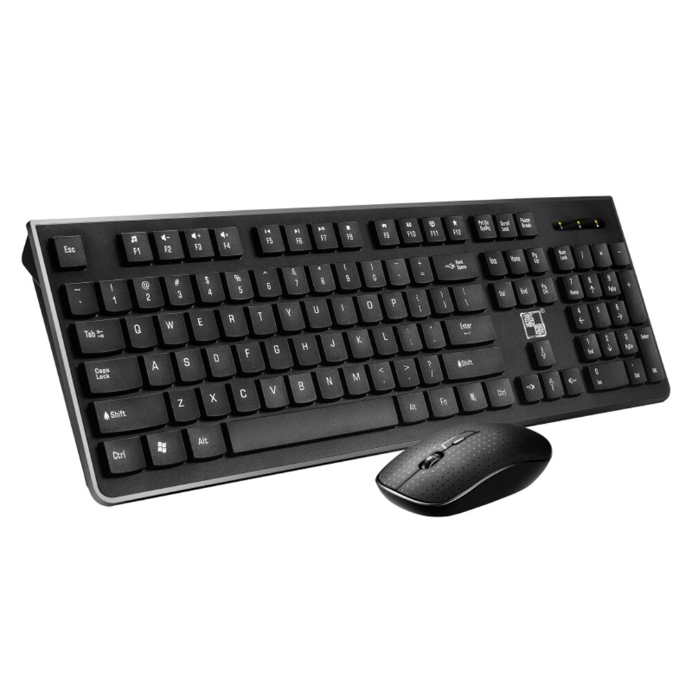 LX710 Wireless Keyboard Mouse Combo 2.4GHz USB Receiver Chocolate Keycap Ultra Slim Keyboard 4 Buttons Optical Mice Set for PC: Black