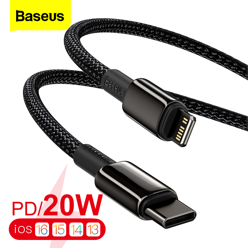 Baseus 20W PD USB-kabel voor iPhone 14 13 12 Pro Max Plus Mini 11X8 Type C Snel opladen datakabel voor iPad Mini Luchtdraadsnoer