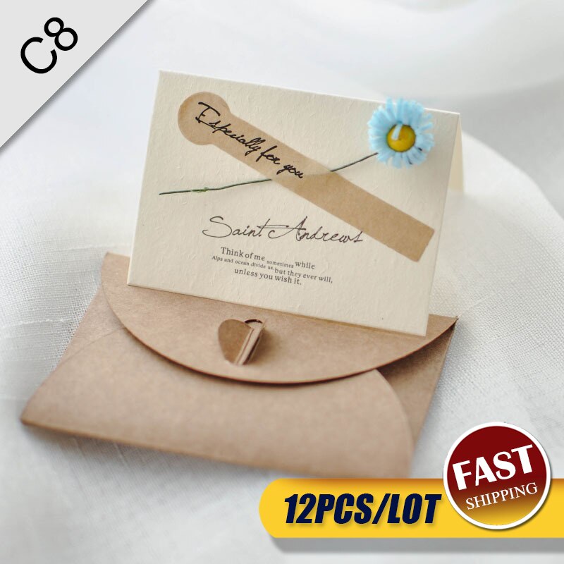 12pcs pocket bruiloft bloem uitnodigingskaarten bruiloft verjaardag bridal en baby douche goedkope uitnodigingen met envelop + blanco kaarten: C8-BlueDaisy-12pcs