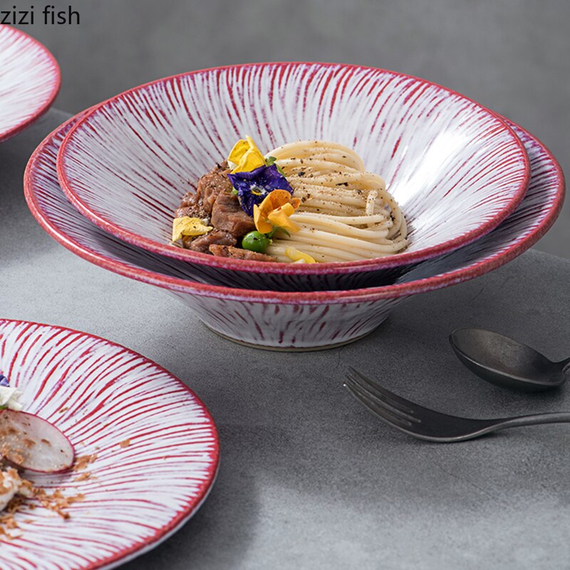 Keramische Fruit Salade Kommen Soep Wastafel Ronde Servies Koken Plaat Groente Bowls Creatieve Hotel Restaurant Snack Desserts Lade