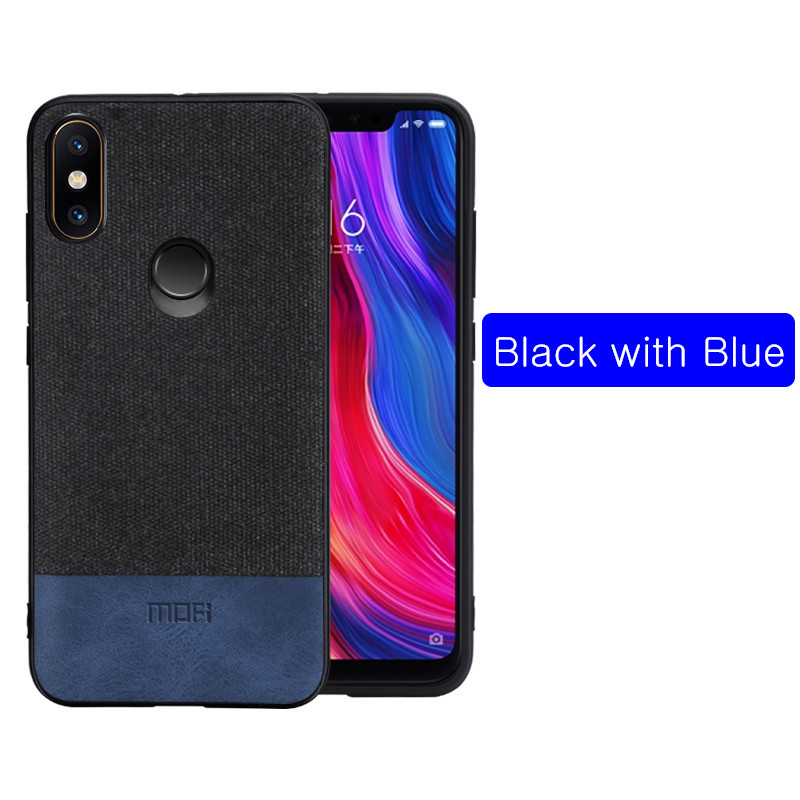 For Xiaomi mi8 case cover mi 8 Explorer Version back cover silicone fabric shockproof case coque capas MOFi mi8 SE case: for mi8 SE / black with blue