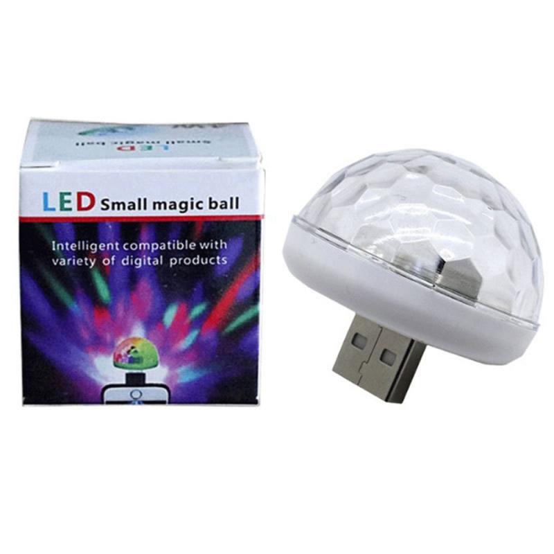 mini usb rgb ledet diskotek scene belysning ball dj krystall magisk lys hjemmefest bar klubb scene effekt lampe til mobiltelefon: En