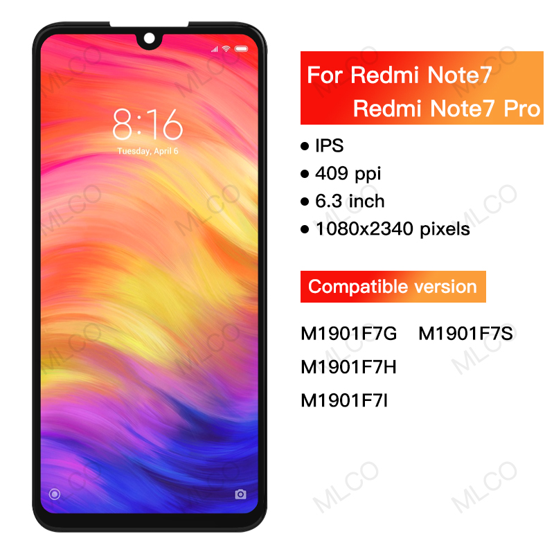 100% Originele Lcd Voor Xiaomi Redmi Note 7 Lcd-scherm Vervanging Voor Redmi Note 7 Pro Lcd Touch reparatie Onderdelen