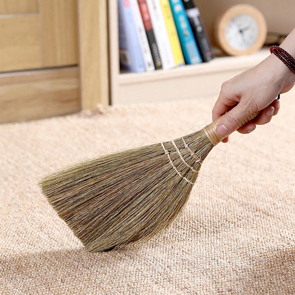 Handmade Broom with Solid Wood Handle Retro Nature No Static Electricity Sweeping Broom Sofa, Car