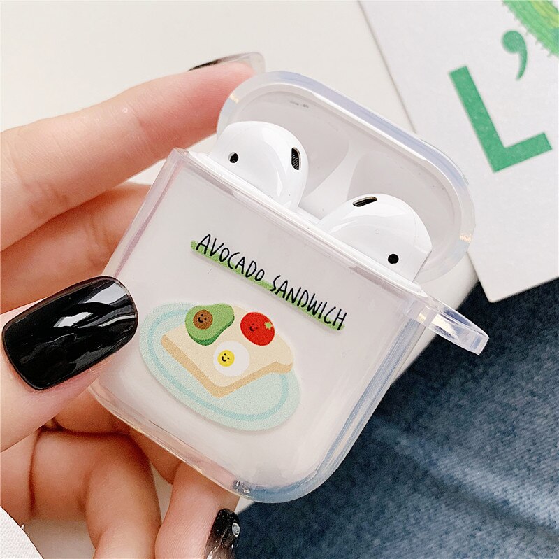 Sødt silikone cover gennemsigtig bluetooth trådløst etui til airpods 2 etuier til airpod apple med nøglering stødsikker coque etui: A4