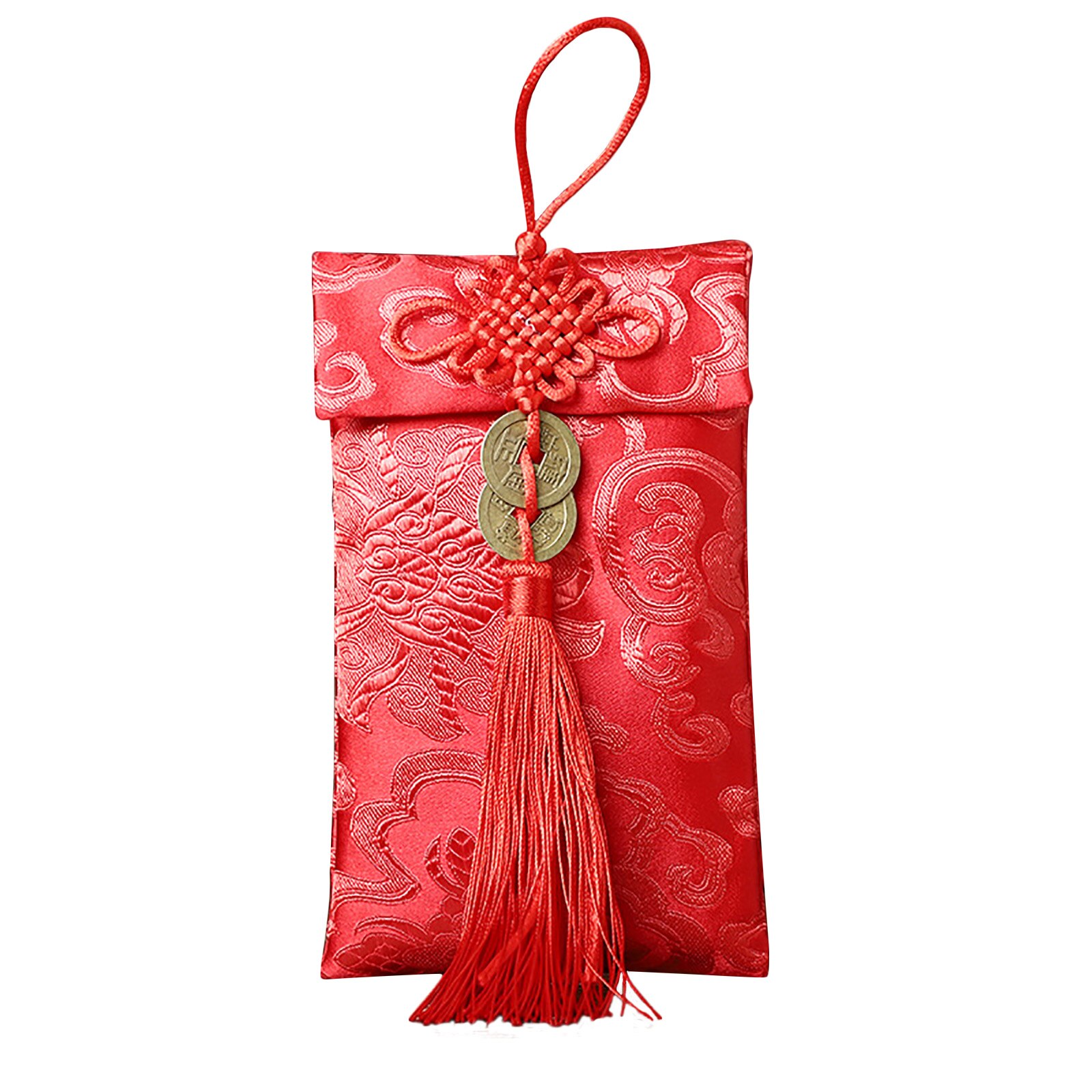 Year Red Envelope Red Celebration Silk 6Pcs/Set Embroidery Pattern Chinese Year Lantern Festival Red Purse: A4