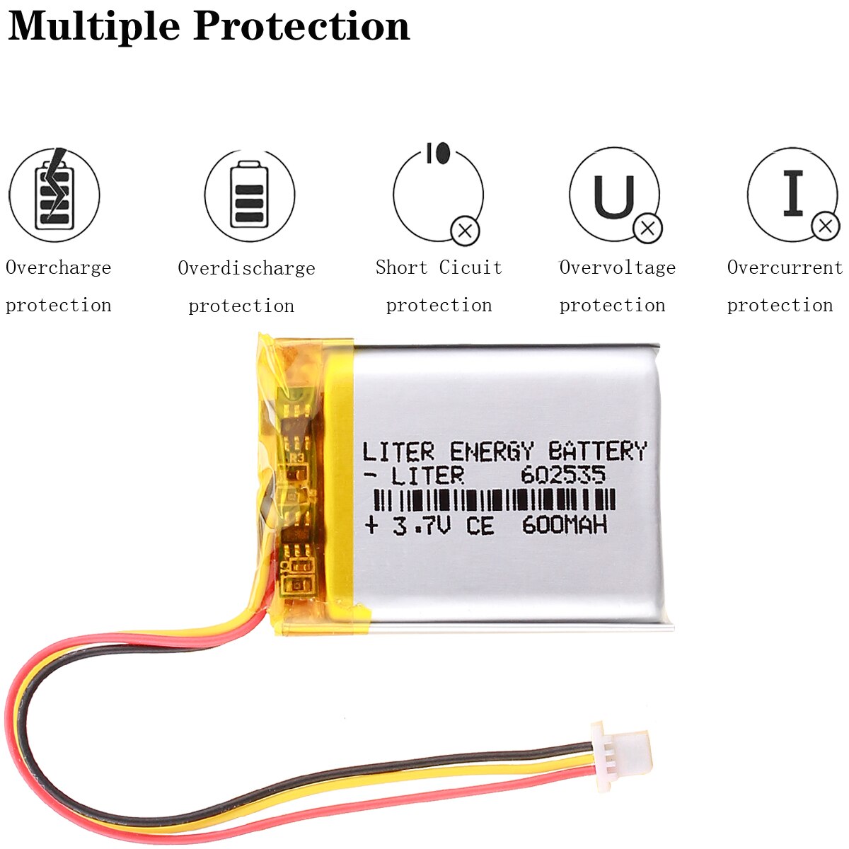 Batería recargable de polímero de litio para DVR parkcity DVR HD 3,7 Transcend DrivePro 600, 602535 V, 710 mAh, 200