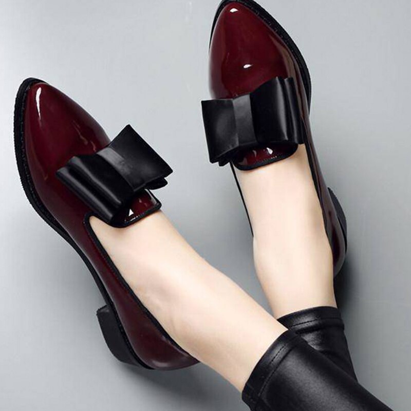 Naiset rusetti toimisto tasainen naisten teräväkärkiset kengät nainen mukava lipsahdus housut naisten jalkineet naisten kengät