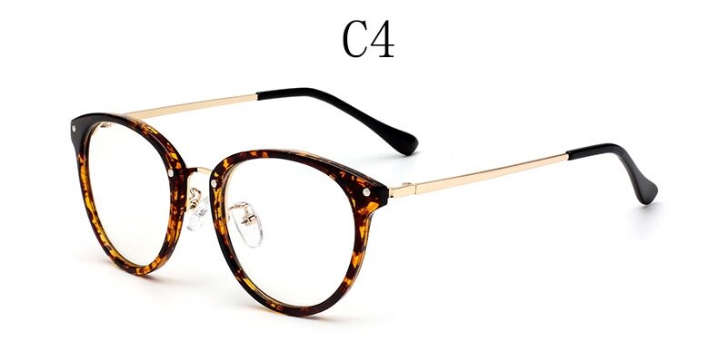 Retro runde briller kvinder gennemsigtige klare glas briller stel kvindelige klassiske vintage trends nitte briller briller: C4